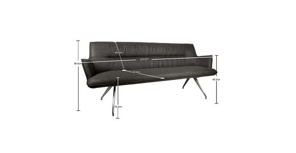 SITZBANK 203,5/88,5/62,5 cm Mikrofaser Edelstahlfarben, Dunkelgrau  - Edelstahlfarben/Dunkelgrau, Design, Textil/Metall (203,5/88,5/62,5cm) - Novel