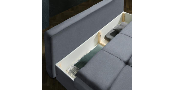 SCHLAFSOFA in Flachgewebe Graublau - Graublau/Schwarz, MODERN, Textil/Metall (208/73/92/102cm) - Novel