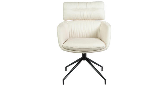 ARMLEHNSTUHL  Stoffauswahl, Sitzfläche 360° drehbar, automatische Rückholfunktion Webstoff  Schwarz, Beige  - Beige/Schwarz, Design, Textil/Metall (62/92/66cm) - Dieter Knoll