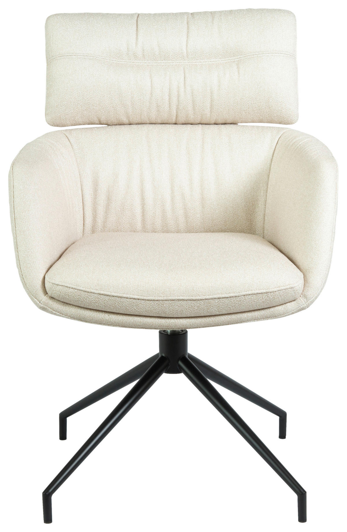 ARMLEHNSTUHL  Stoffauswahl, Sitzfläche 360° drehbar, automatische Rückholfunktion Webstoff  Schwarz, Beige  - Beige/Schwarz, Design, Textil/Metall (62/92/66cm) - Dieter Knoll