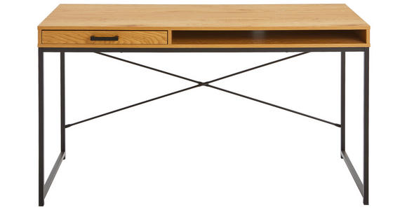 SCHREIBTISCH 140/58/76 cm  in Wildeiche  - Wildeiche/Schwarz, MODERN, Holzwerkstoff/Metall (140/58/76cm) - Carryhome