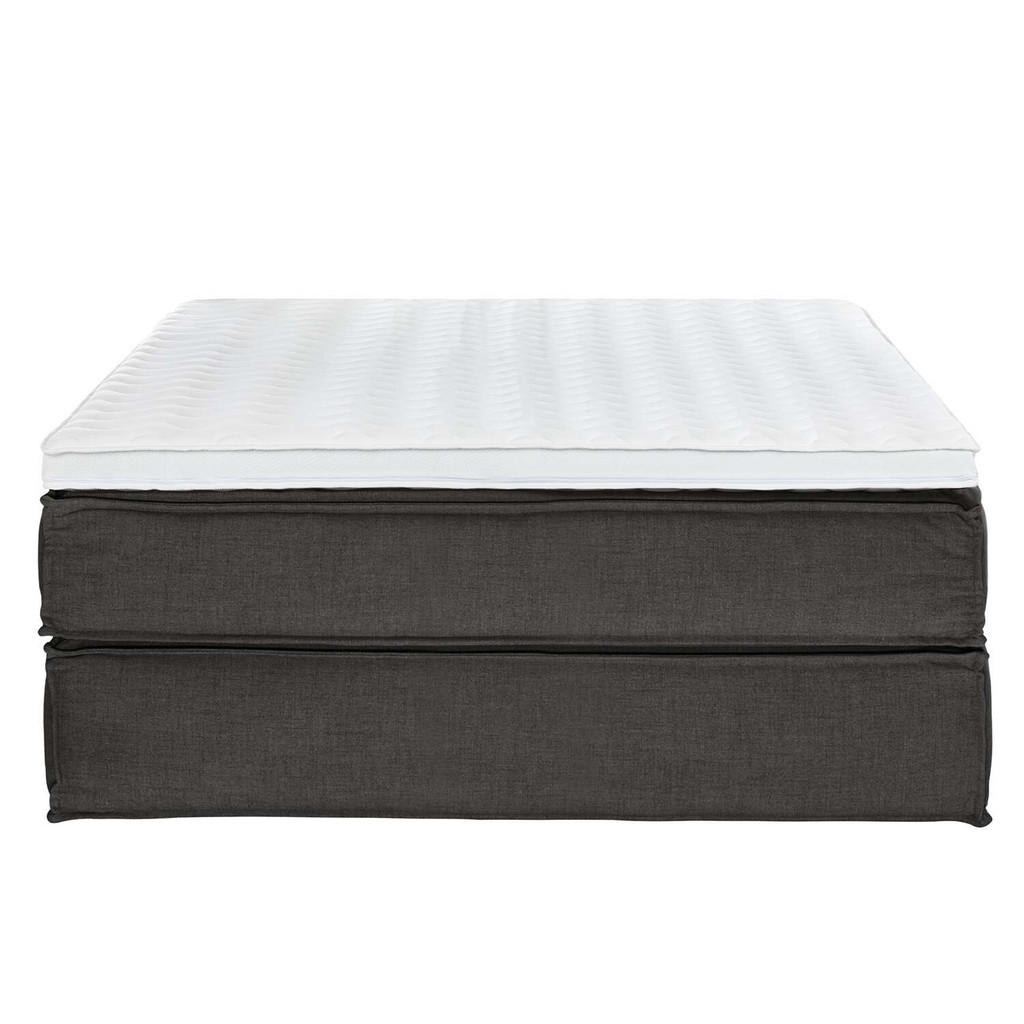 Thumbnail - home24 Boxspringbett, Anthrazit, Textil, H2, 7-Zonen, Höhe ca. 24 cm, 160x200 cm, Topper durchgehend, Partnermatratze mi...