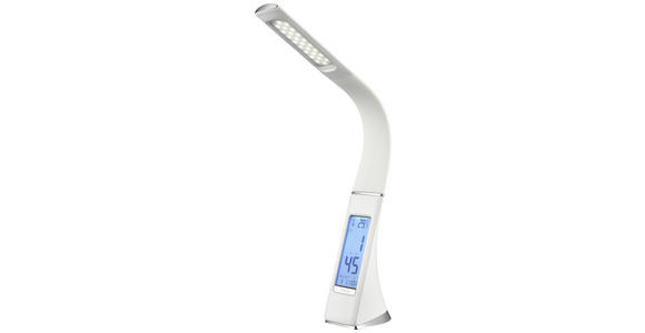 Led Schreibtischlampe Uschi Weiß mit Flexarm + LED-Anzeige - Weiß, MODERN, Kunststoff (50cm) - Luca Bessoni