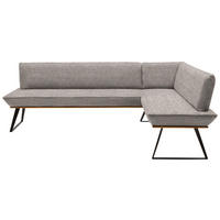 ECKBANK in Holz, Metall, Textil Schwarz, Eichefarben, Hellbraun  - Hellbraun/Eichefarben, Design, Holz/Textil (243/183cm) - Voleo