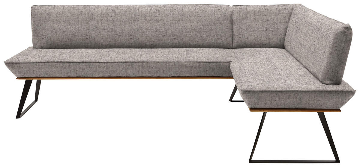 ECKBANK in Holz, Metall, Textil Schwarz, Eichefarben, Hellbraun  - Hellbraun/Eichefarben, Design, Holz/Textil (243/183cm) - Voleo