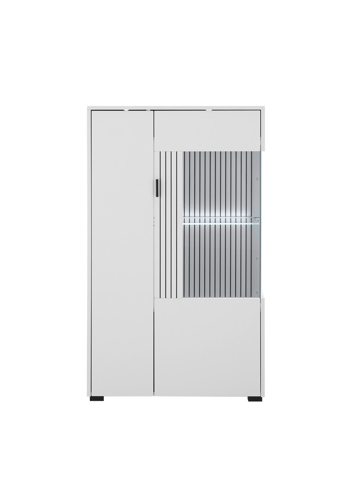 VITRINE  in Schwarz, Weiß  - Schwarz/Weiß, Design, Glas/Holzwerkstoff (75/125/38cm) - MID.YOU