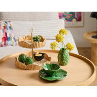 ETAGERE 2-stöckig - Goldfarben/Naturfarben, LIFESTYLE, Holz/Metall (29,5/30cm) - Ambia Home
