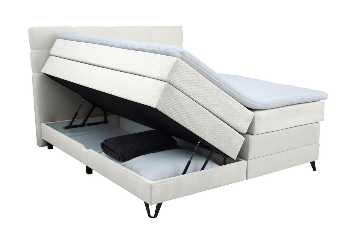 BOXSPRINGBETT 180/200 cm  in Naturfarben  - Schwarz/Naturfarben, KONVENTIONELL, Textil/Metall (180/200cm) - Carryhome