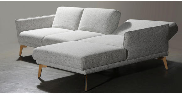ECKSOFA Creme, Hellgrau Flachgewebe  - Eichefarben/Creme, Design, Holz/Textil (289/164cm) - Valnatura
