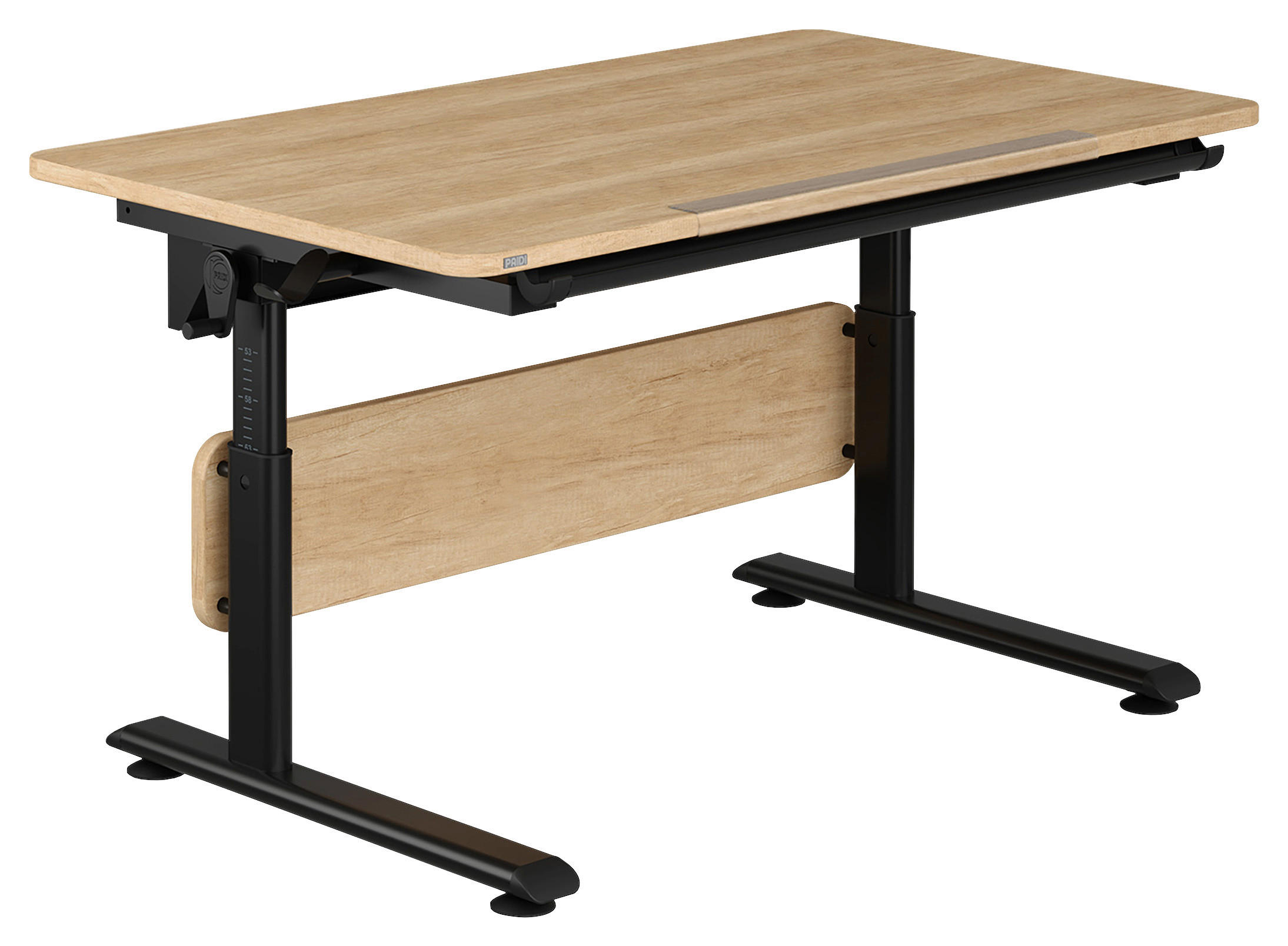 JUGENDSCHREIBTISCH 120/70/53-79 cm höhenverstellbar, in verschiedenen Holz-Dekoren erhältlich  - Eichefarben/Schwarz, KONVENTIONELL, Holzwerkstoff/Metall (120/70/53-79cm) - Paidi
