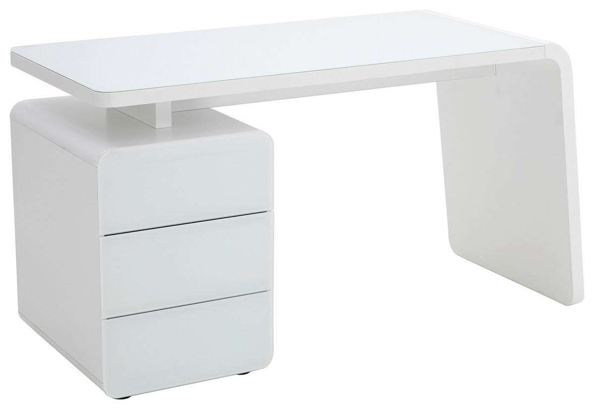 SCHREIBTISCH 132/60/75 cm  in Weiß  - Weiß, Design, Glas/Holzwerkstoff (132/60/75cm)