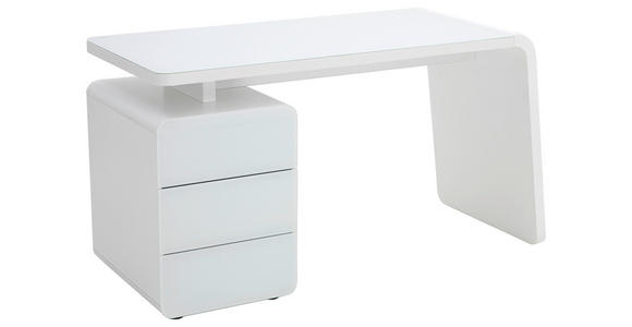 SCHREIBTISCH 132/60/75 cm in Weiß - Weiß, Design, Glas/Holzwerkstoff (132/60/75cm) - Venda