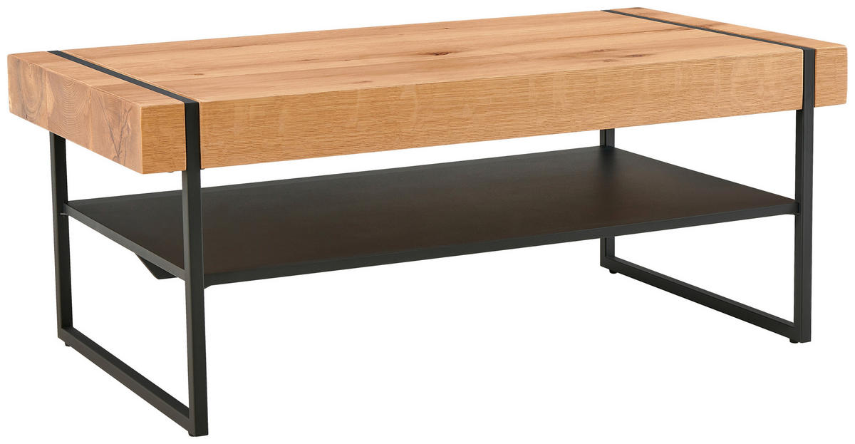 KLUBSKA MIZA, naravne barve, črna  - črna/naravne barve, Design, kovina/les (110/45/59cm) - Livetastic