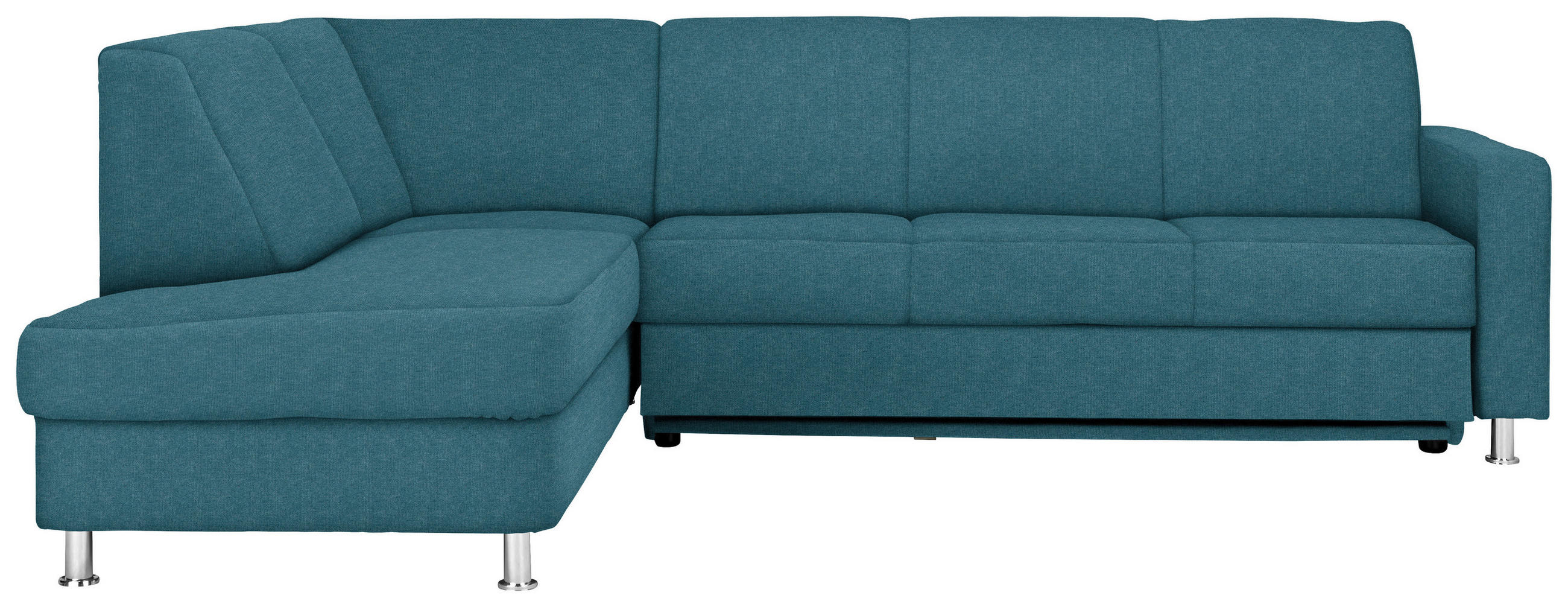 ECKSOFA in Flachgewebe Blau  198/256 cm  - Chromfarben/Blau, Design, Textil/Metall (198/256cm) - Xora