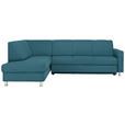 ECKSOFA in Flachgewebe Blau  - Chromfarben/Blau, Design, Textil/Metall (198/256cm) - Xora