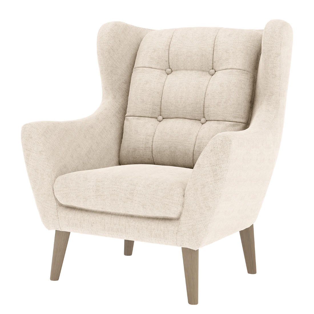 SESSELSET in Webstoff Silberfarben  - Eichefarben/Silberfarben, Konventionell, Holz/Textil (91/104/94cm) - Trendmanufaktur
