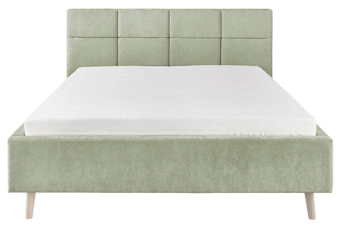 POLSTERBETT 140/200 cm,  in Hellgrün,  - Sandfarben/Hellgrün, KONVENTIONELL, Holz/Textil (140/200cm) - SetOne by Musterring