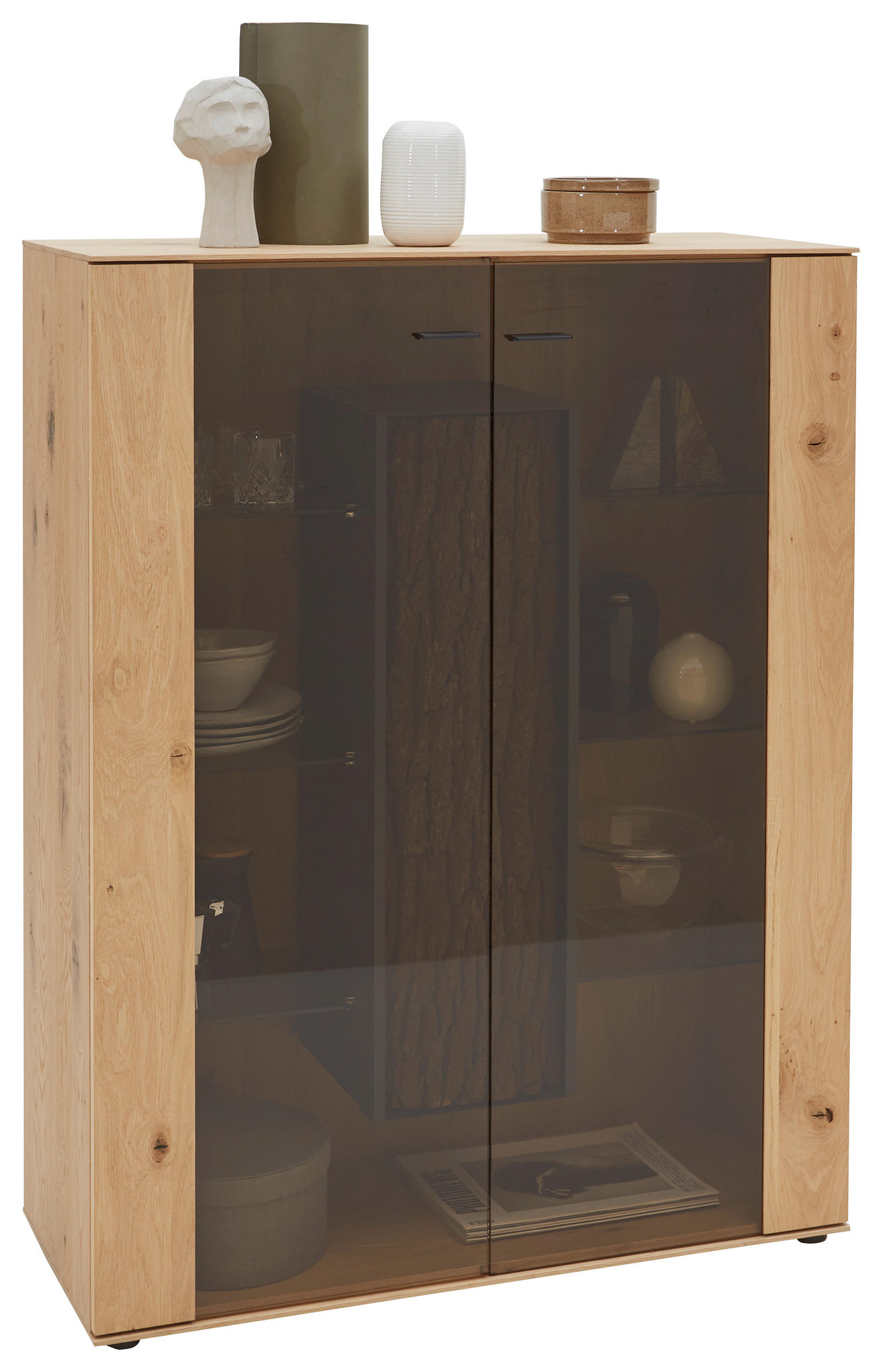 HIGHBOARD Eichefarben 106/138/44 cm - Eichefarben, Natur, Glas/Holz (106/138/44cm) - Valnatura