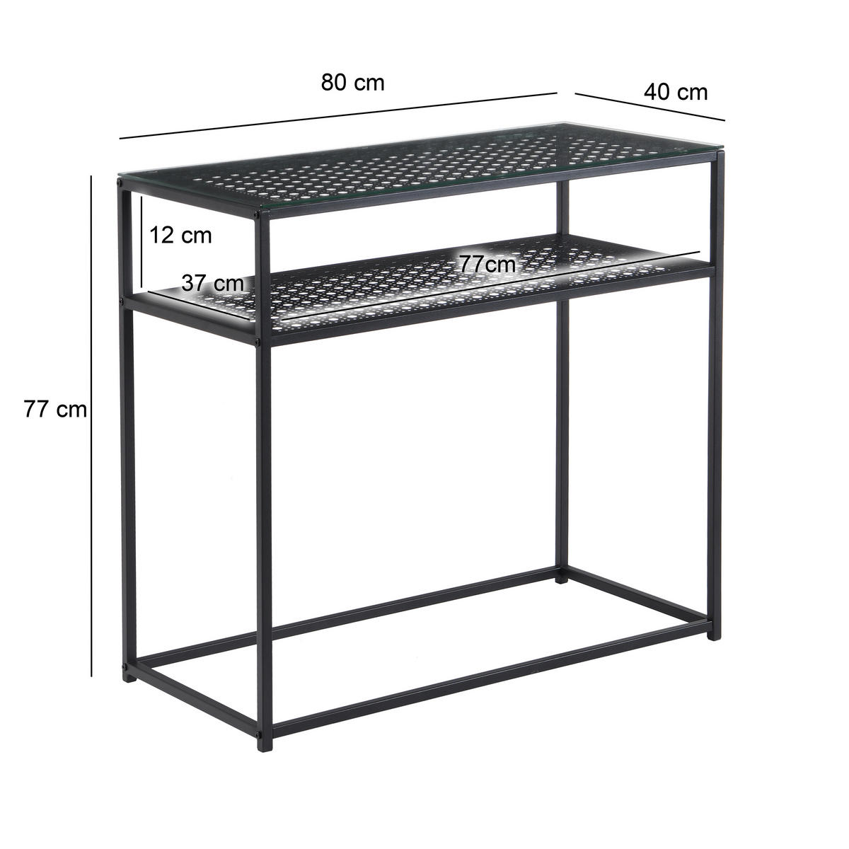 KONSOLENTISCH in Glas 80/40/77 cm    - Schwarz, Design, Glas/Metall (80/40/77cm) - MID.YOU