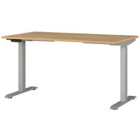 SCHREIBTISCH höhenverstellbar  - Eichefarben/Silberfarben, MODERN, Holzwerkstoff/Metall (140/80/72-118cm) - Novel