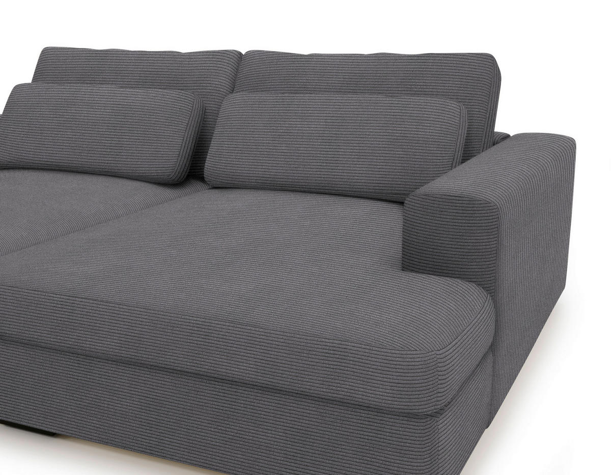 BIGSOFA in Cord Grau  - Schwarz/Grau, Design, Textil (223/80/158cm) - Lomoco