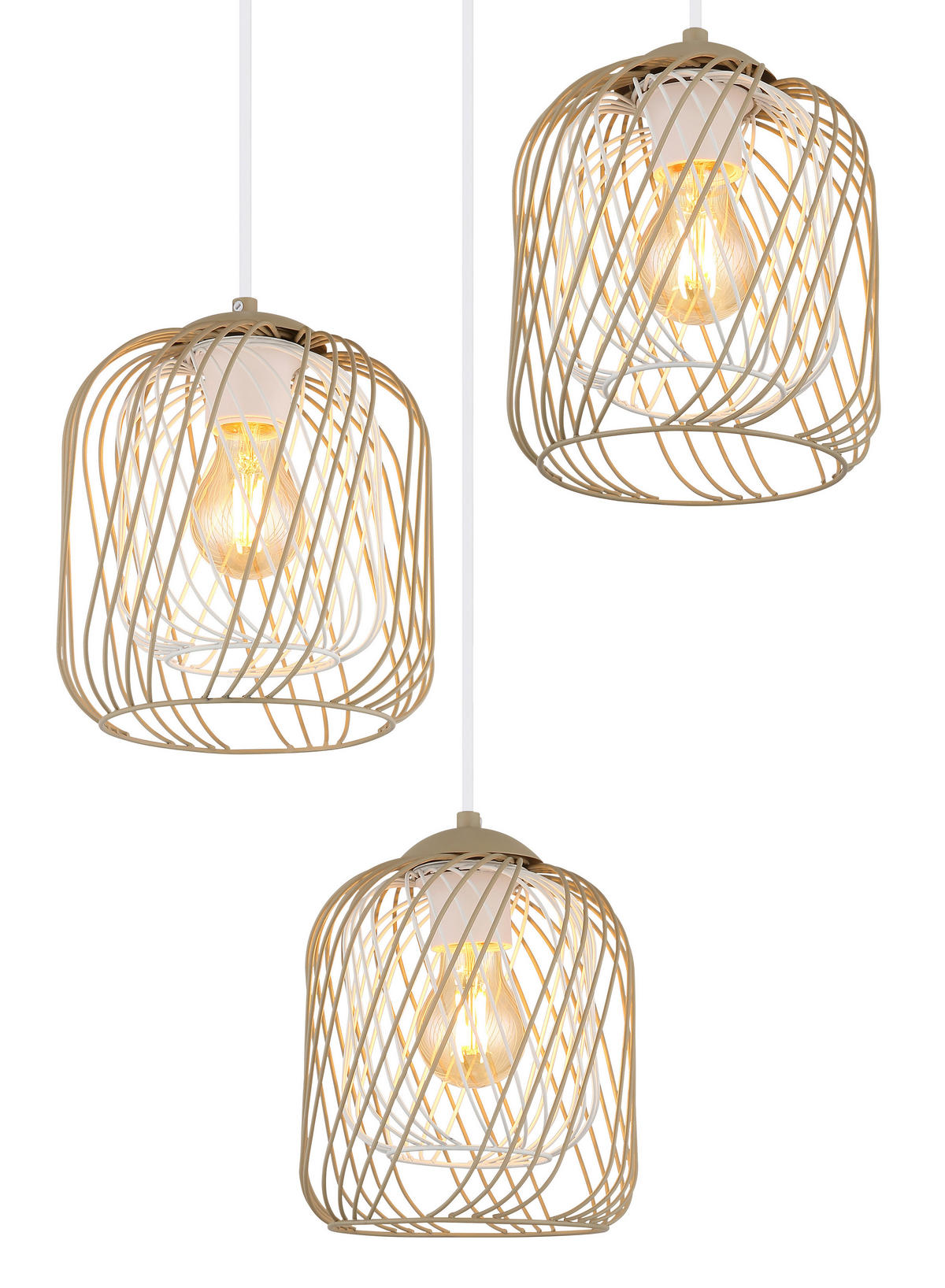 HÄNGELEUCHTE 39,4/150 cm    - Sandfarben/Weiss, Basics, Kunststoff/Metall (39,4/150cm) - Globo