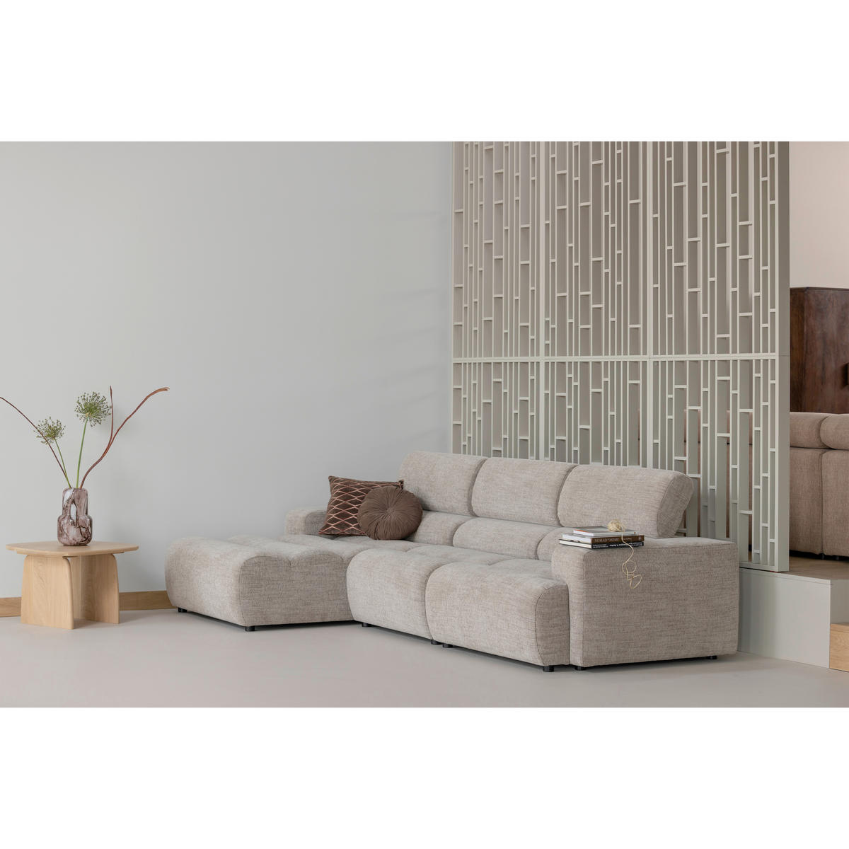 SOFAELEMENT Novi Webstoff Naturfarben  - Schwarz/Naturfarben, Design, Kunststoff/Textil (82/86/113cm) - Livetastic