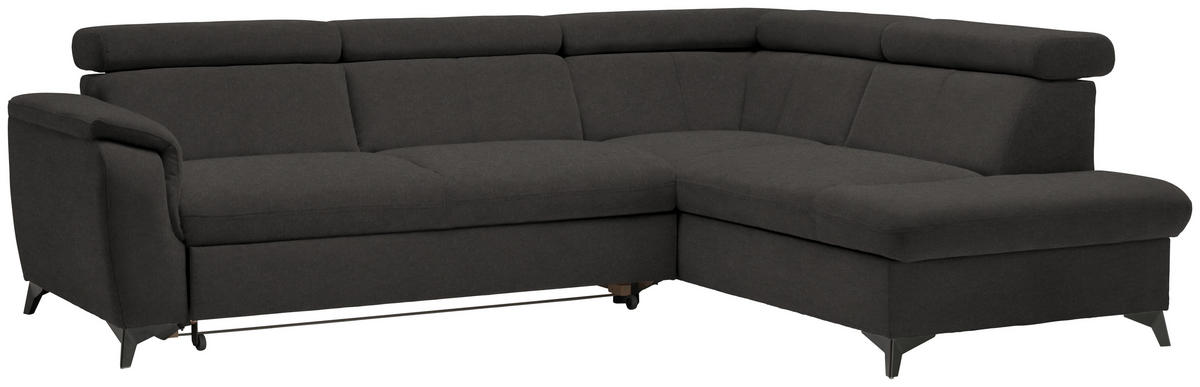 ECKSOFA in Mikrofaser Dunkelgrau  - Dunkelgrau/Schwarz, Design, Textil/Metall (260/203cm) - Stylife
