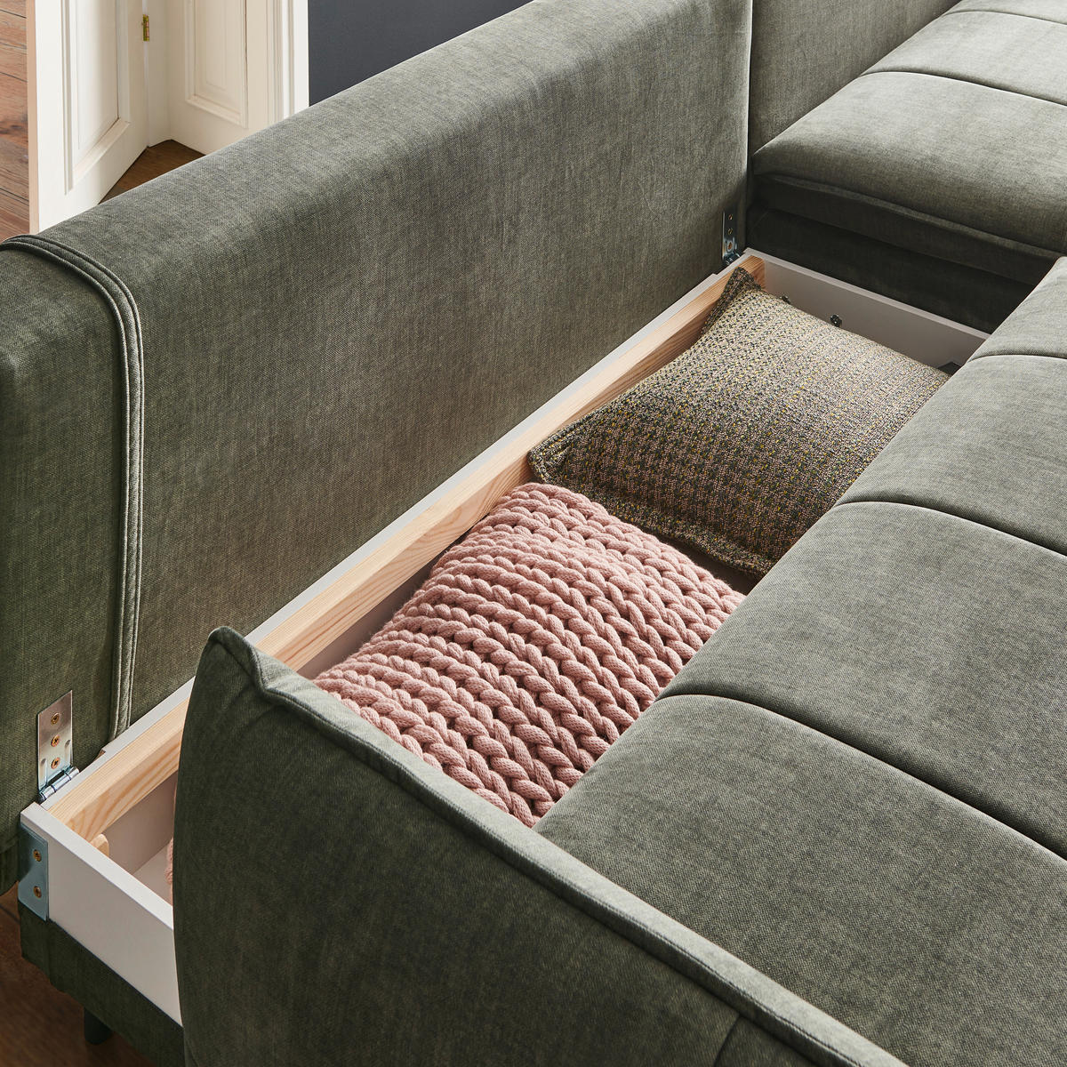 ECKSOFA in Flachgewebe Grau  - Schwarz/Grau, Lifestyle, Textil/Metall (273/180cm) - Hom`in