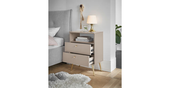 NACHTSCHRANK 50/70/34 cm  - Beige/Messingfarben, KONVENTIONELL, Holzwerkstoff/Metall (50/70/34cm) - Carryhome