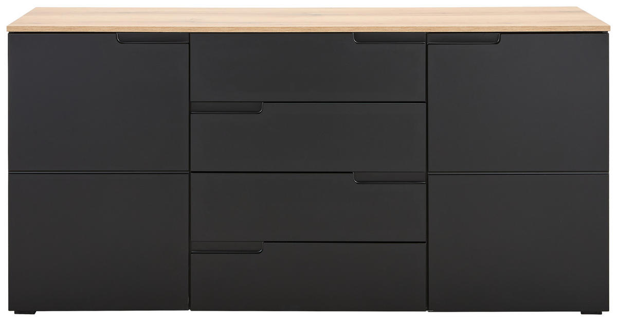SIDEBOARD Swim 165/80/40 cm 4 Schublade(n)  - Eichefarben/Schwarz, Design, Holzwerkstoff (165/80/40cm) - MID.YOU