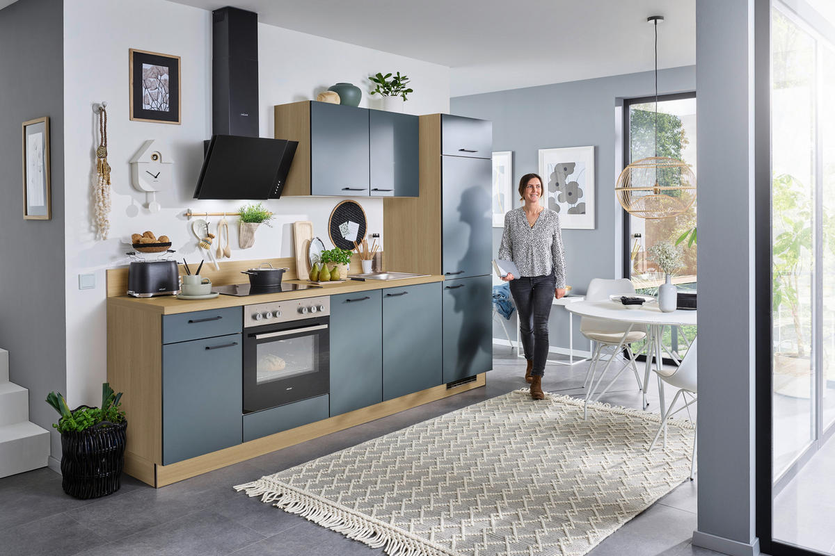 KÜCHENLEERBLOCK 270 cm   in Eichefarben, Dunkelgrün  - Dunkelgrün/Eichefarben, KONVENTIONELL, Holzwerkstoff/Metall (270cm) - Welnova