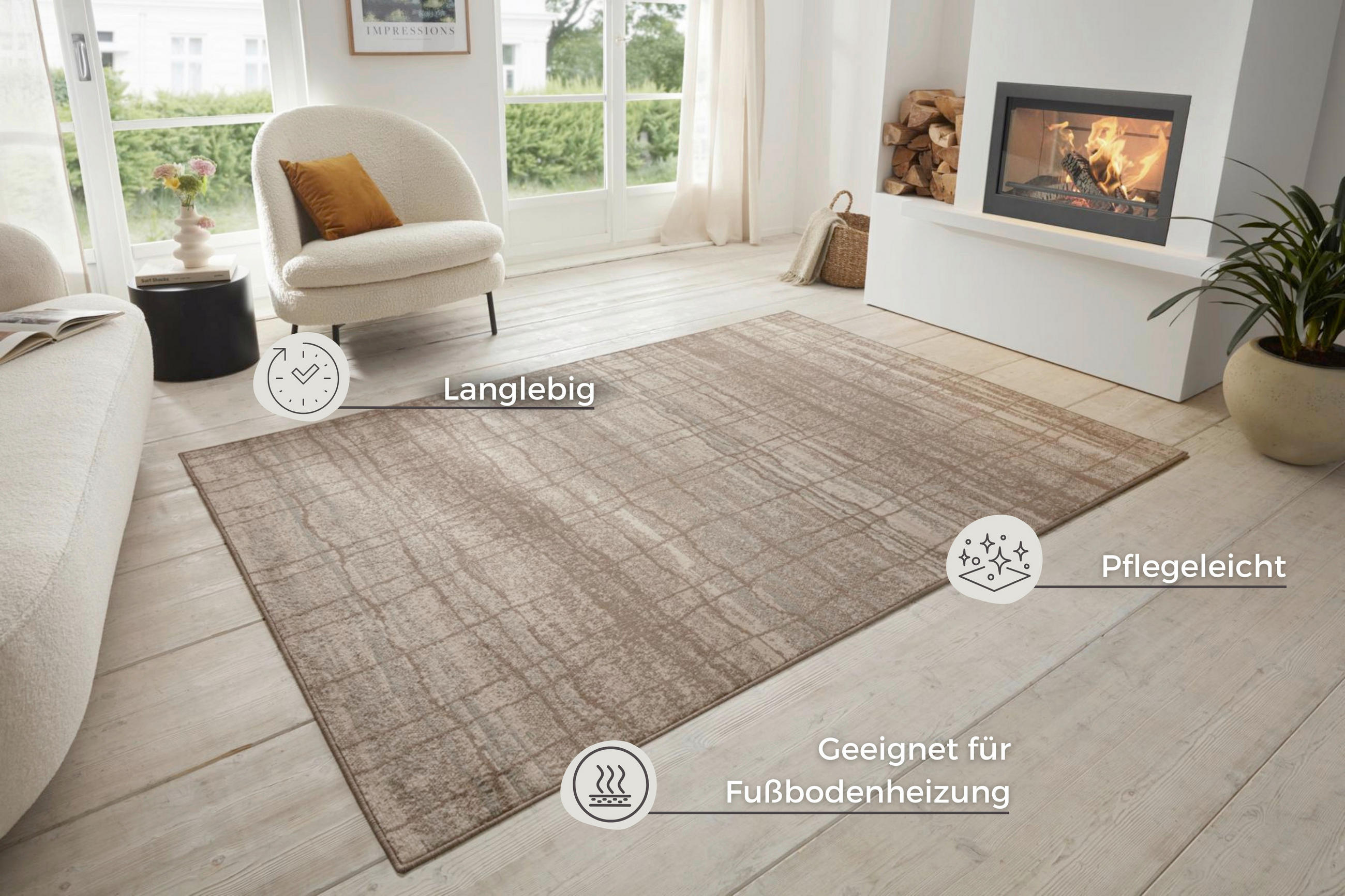 FLACHWEBETEPPICH 240/340 cm Terrain Creme, Beige  - Beige/Creme, Basics, Kunststoff/Textil (240/340cm)