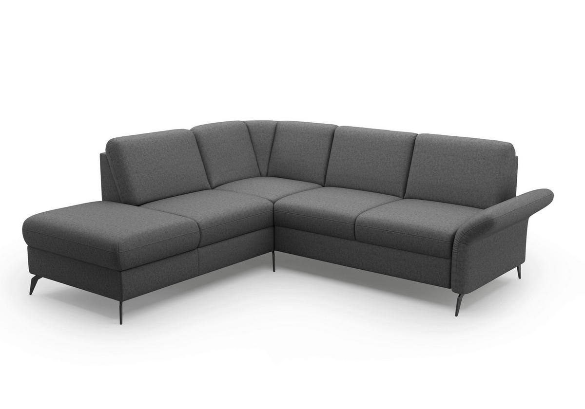 ECKSOFA ROCHELLE E Dunkelgrau Flachgewebe  - Dunkelgrau/Schwarz, KONVENTIONELL, Textil/Metall (216/240cm) - Sit & More