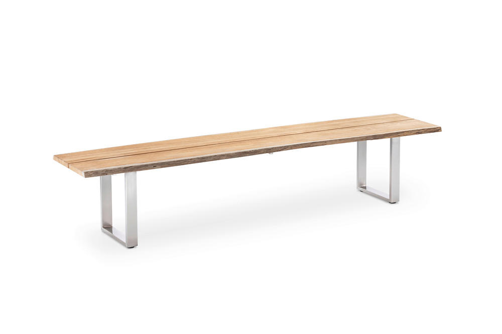 GARTENBANK 280/46/45 cm  in Naturfarben  - Silberfarben/Naturfarben, Design, Holz/Metall (280/46/45cm)