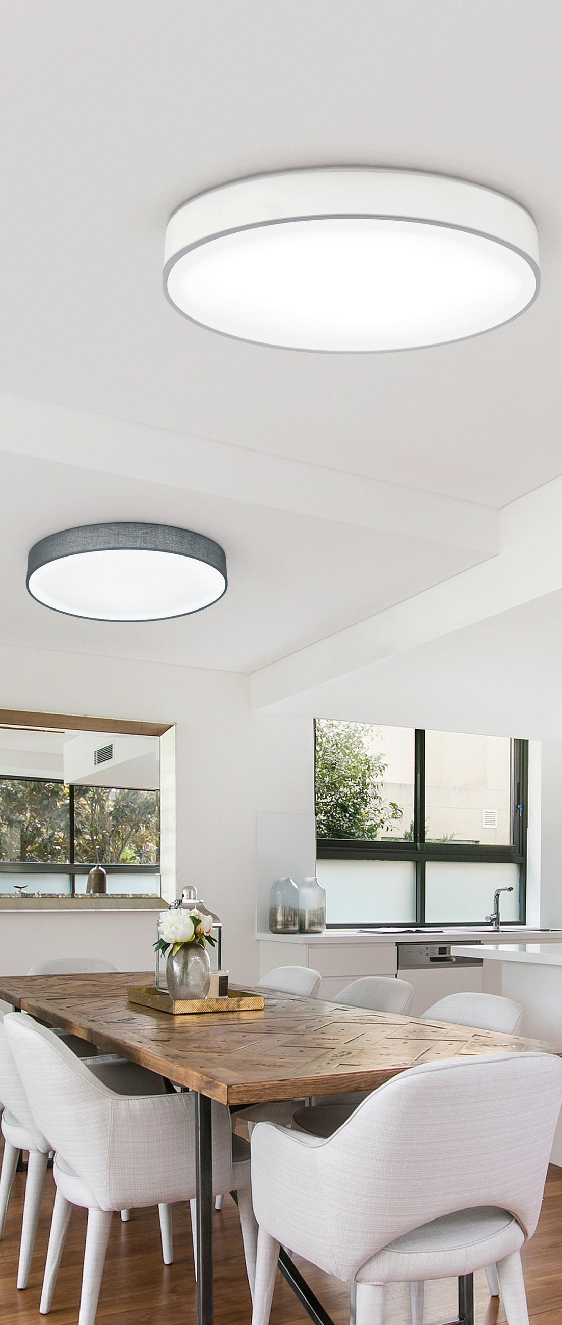 LED-DECKENLEUCHTE  60/10 cm    - Weiss, Basics, Textil (60/10cm) - Trio Leuchten