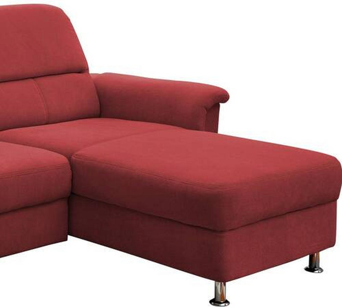 ECKSOFA in Mikrofaser Rot  - Chromfarben/Rot, Modern, Textil/Metall (231/165cm) - Livetastic