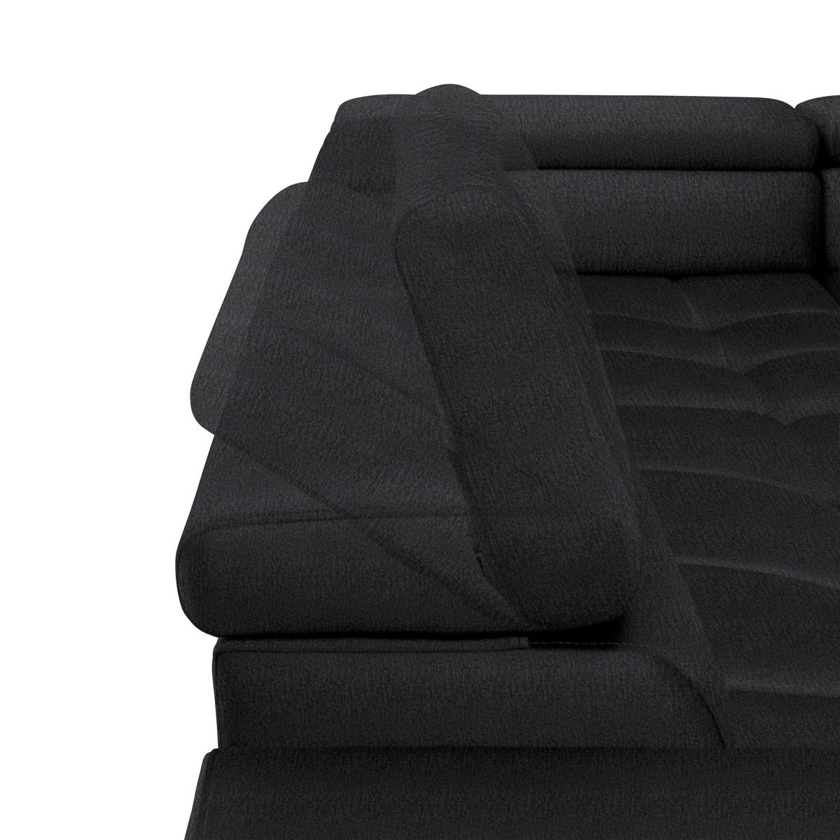 ECKSOFA Dunkelgrau Samt, Webstoff  - Dunkelgrau/Schwarz, Design, Textil/Metall (300/216cm) - Welnova