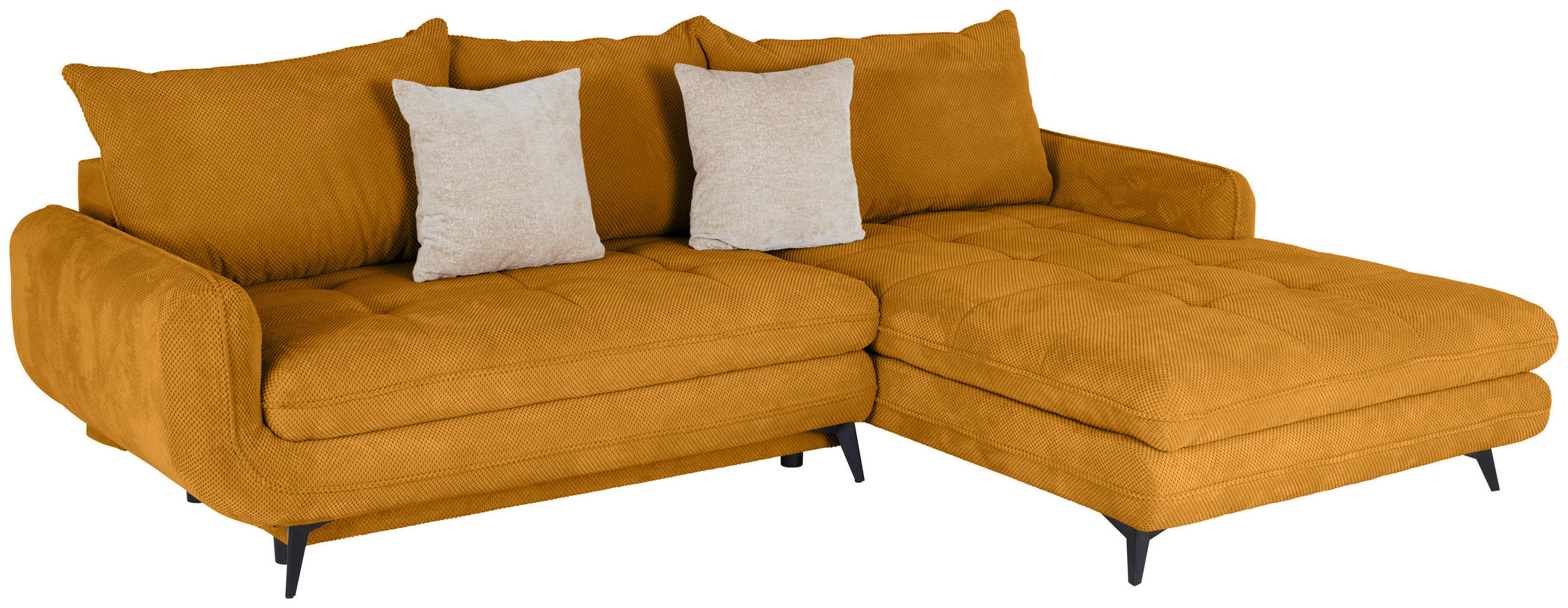 ECKSOFA WAVE Senfgelb Struktur  - Beige/Senfgelb, MODERN, Textil/Metall (266/189cm) - MID.YOU