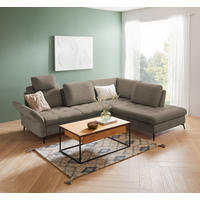 ECKSOFA Greige Struktur  - Greige/Schwarz, Natur, Textil/Metall (288/233cm) - Valnatura