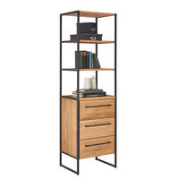 REGAL  55/190/44 cm Eichefarben, Schwarz  - Eichefarben/Schwarz, Design, Holz/Metall (55/190/44cm) - Lomoco