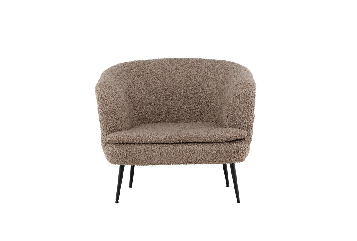 SESSEL in Teddystoff Schwarz, Hellbraun  - Hellbraun/Schwarz, Design, Textil/Metall (81/75/80cm) - Livetastic