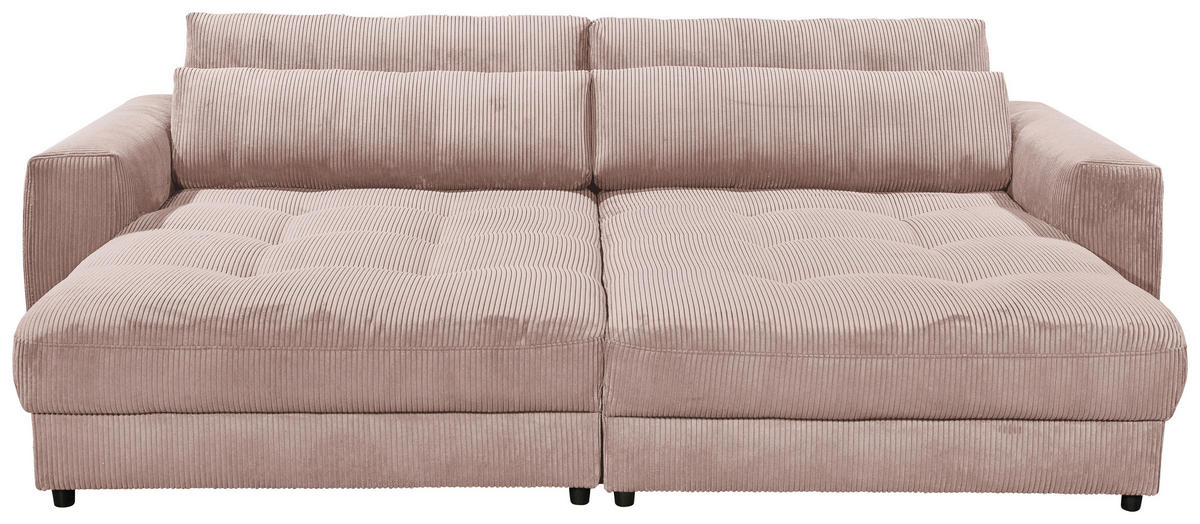 BIGSOFA in Cord Hellrosa  - Hellrosa/Schwarz, KONVENTIONELL, Holzwerkstoff/Kunststoff (292/90/194cm) - MID.YOU