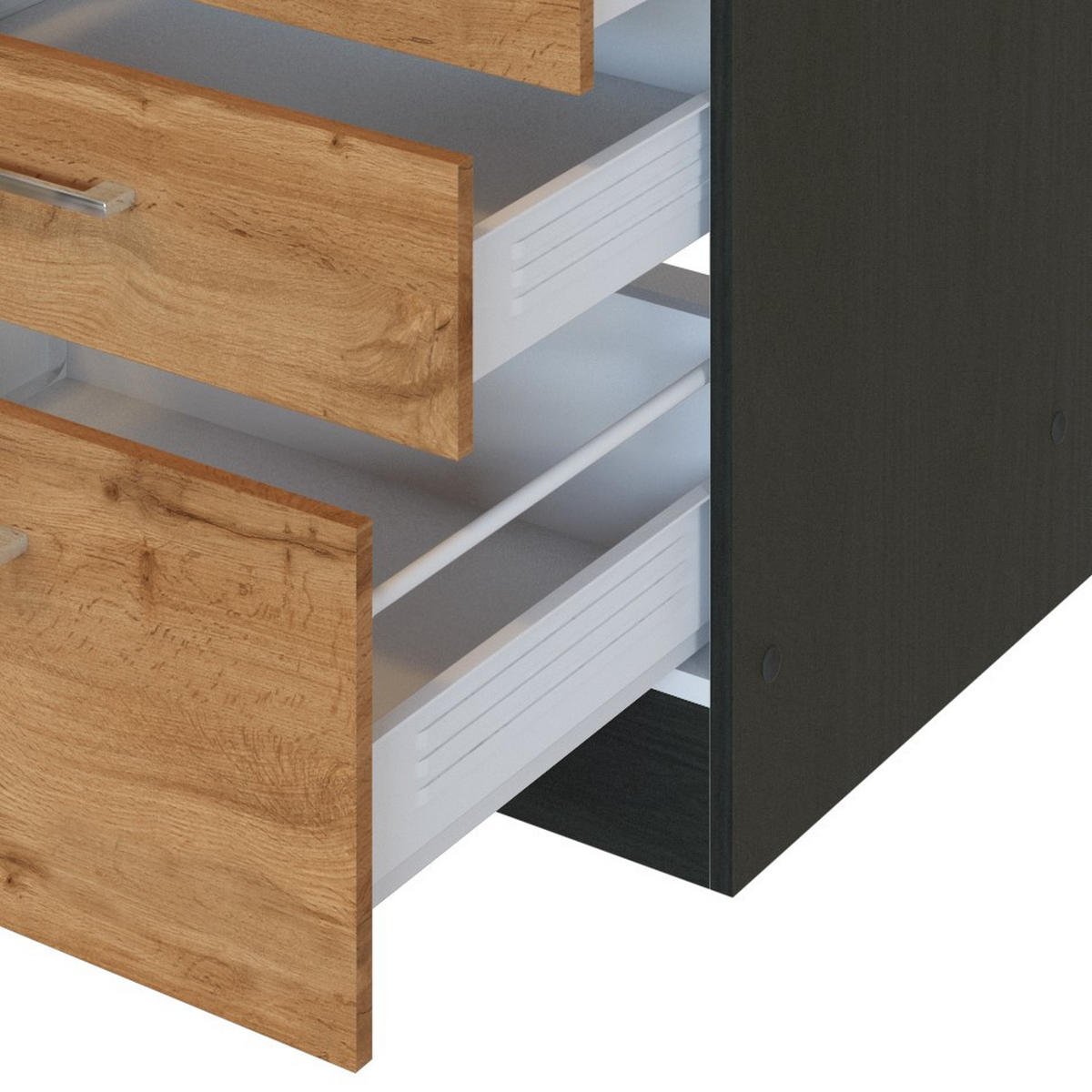 ECKKÜCHE 210/270 cm  in Graphitfarben, Schieferfarben, Eiche Wotan  - Chromfarben/Schieferfarben, MODERN, Holzwerkstoff/Metall (210/270cm) - Held