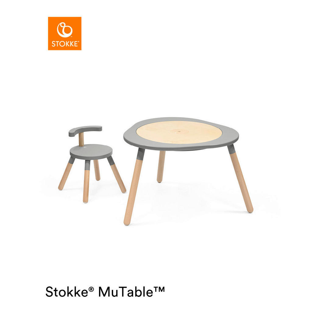 Thumbnail - Stokke Kinderspieltisch MuTable, Grau, Natur, Holz, Buche, 82x49x87 cm, Kinder- & Jugendzimmer, Kindermöbel, Kindersitzm...