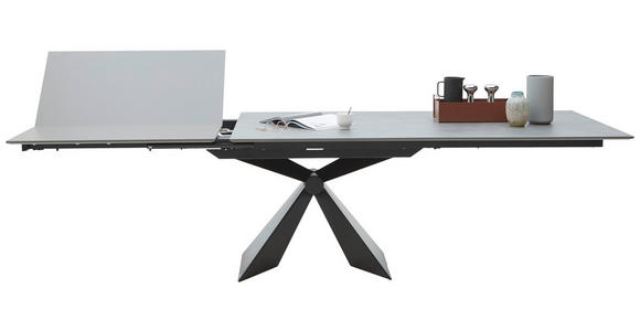 ESSTISCH in Metall, Keramik 180/90/77 cm  - Schwarz/Grau, Design, Keramik/Metall (180/90/77cm) - Dieter Knoll