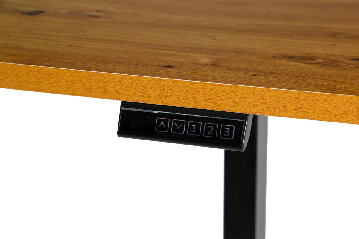SCHREIBTISCH 140/70/72/118 cm Schwarz, Eiche Artisan höhenverstellbar elektrisch höhenverstellbar  - Schwarz/Eiche Artisan, Modern, Holzwerkstoff/Metall (140/70/72/118cm) - Livetastic