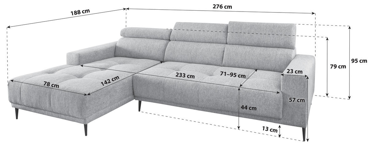ECKSOFA  Flachgewebe Dunkelgrün  - Dunkelgrün/Schwarz, Konventionell, Textil/Metall (188/276cm) - P & B