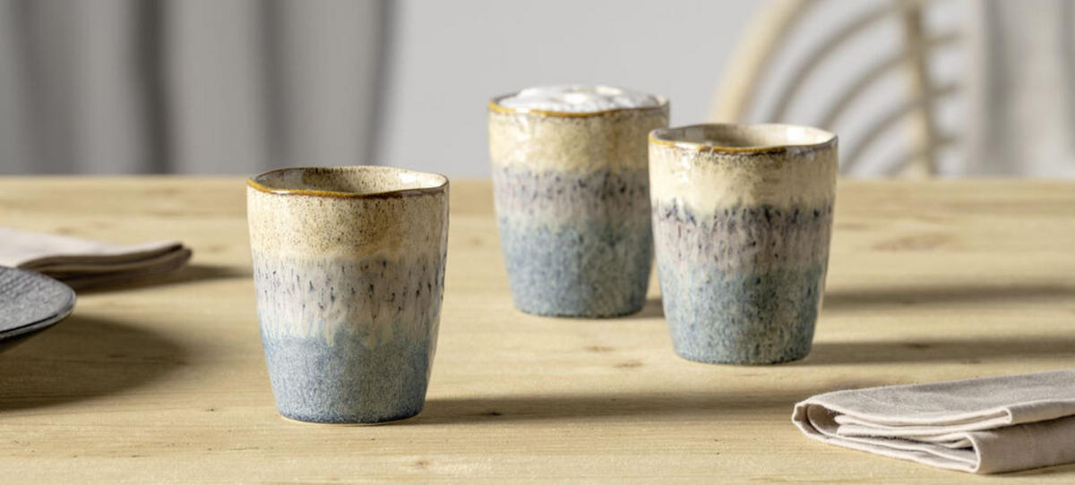 TASSENSET 4-teilig  - Blau/Anthrazit, LIFESTYLE, Keramik (8,2/10/8,2cm) - Leonardo