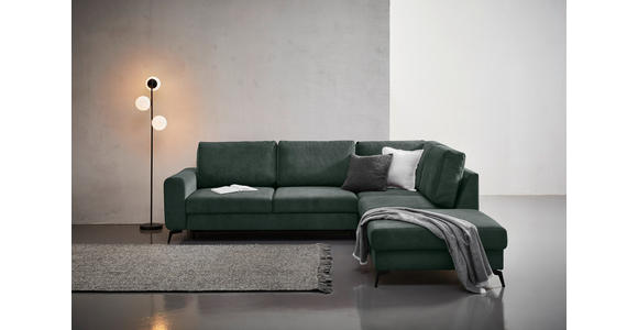 ECKSOFA Dunkelgrün Chenille  - Dunkelgrün/Schwarz, KONVENTIONELL, Textil/Metall (275/257cm) - Carryhome